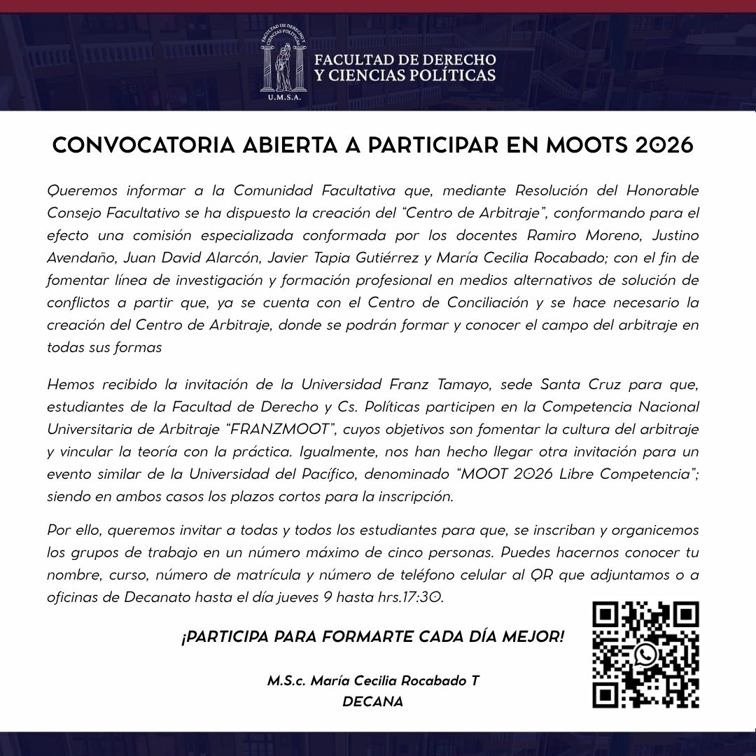 Invitación a participar en la Competencia Nacional Universitaria de Arbitraje
