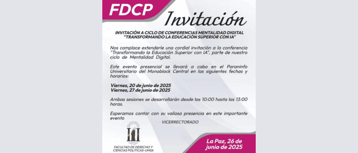 CICLO DE CONFERENCIAS MENTALIDAD DIGITAL “TRANSFORMANDO LA EDUCACIÓN SUPERIOR CON IA”