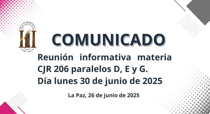 Reunión informativa materia CJR 206 Derecho Internacional Privado