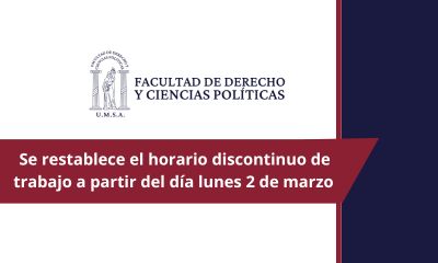 Se restablece el horario discontinuo de trabajo a partir del día lunes 2 de marzo